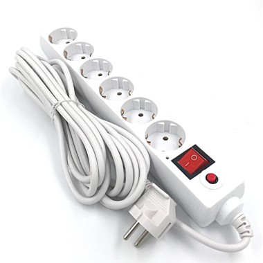 Сетевой фильтр 5 м Buro 600SH-16-5-W, 6 розеток, белый